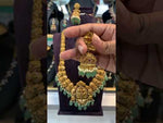 Load and play video in Gallery viewer, Traditional 3d long haram with gold finishing and mint green beads