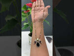 Load and play video in Gallery viewer, Beautiful black beads chain with purple stone pendant with peacock design