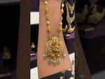 Load and play video in Gallery viewer, Beautiful black beads chain with green beads and Laxmi Devi motive pendant