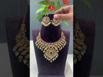 Load and play video in Gallery viewer, Beautiful short necklace with pink stone and green beads