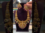 Load and play video in Gallery viewer, Traditional short necklace with nakshi polish and ruby beads