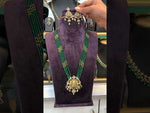 Load and play video in Gallery viewer, Beautiful beads haram with green beads and Laxmi Devi motive pendant