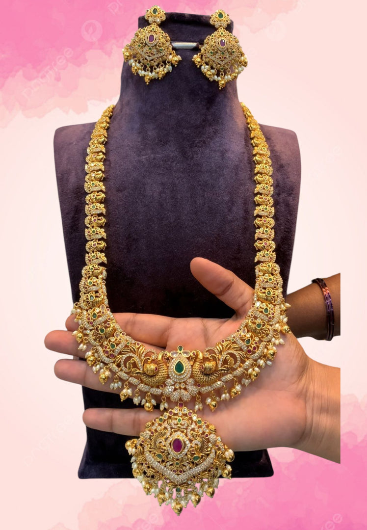 Traditional long haram with geru polish and peacock design