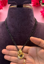 Load image into Gallery viewer, Beautiful two layer black beads chain with cute Vinayaka pendant