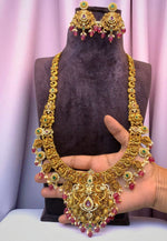Load image into Gallery viewer, Traditional nakshi long haram with ruby beads