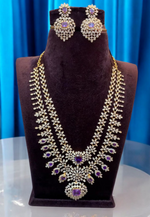 Load image into Gallery viewer, Beautiful gj polish mini haram with purple colour stones