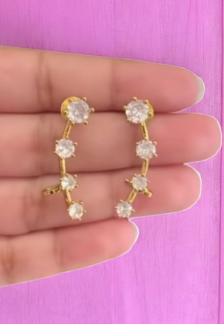 Beautiful ear cuffs with uncut stone