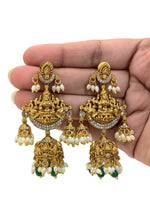 Load image into Gallery viewer, Beautiful jumkhas with nakshi polish and Laxmi Devi motive