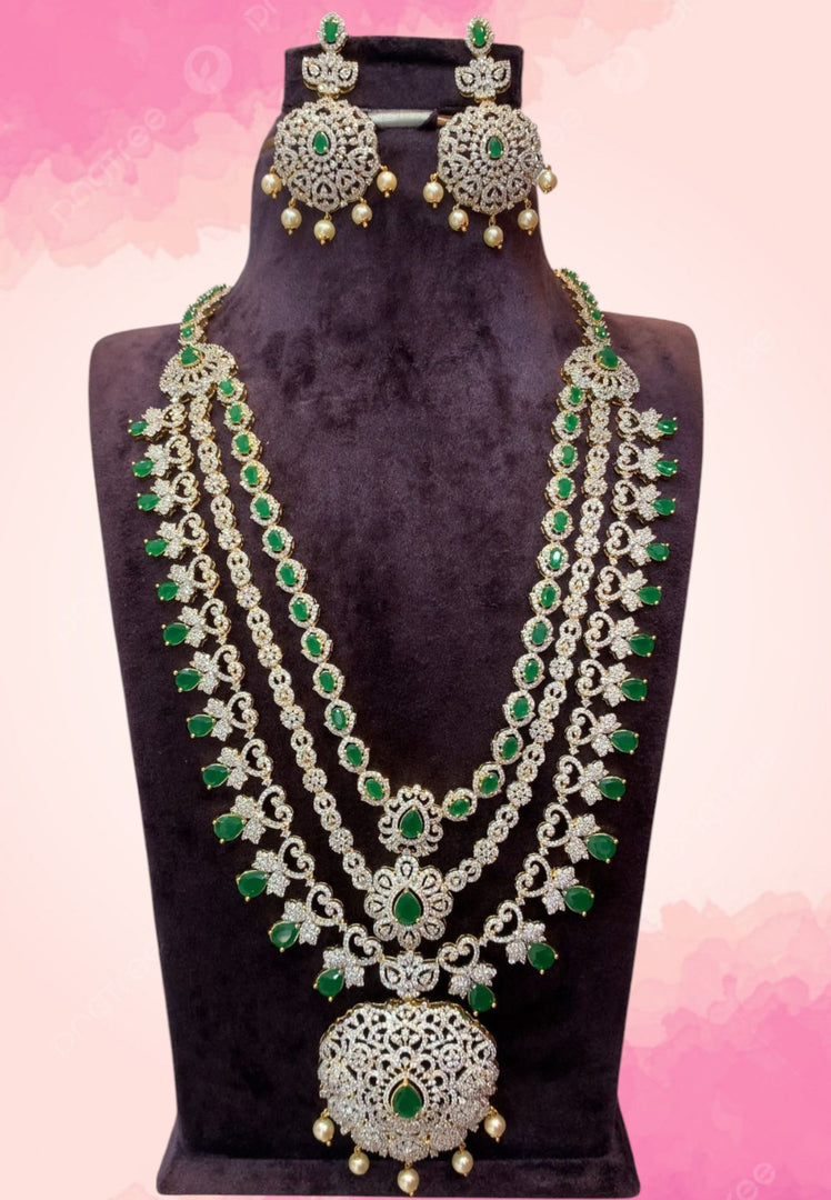 Stunning Gj polish long haram with three layer and green stone