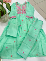 Load image into Gallery viewer, A line mul chenderi 3-piece sets allover embroidery work with cotton linning