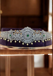 Beautiful Gj polish hip belt with green stone -perfect for any occasion