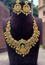 Load image into Gallery viewer, Beautiful short necklace with Laxmi Devi motive and moissanite stones