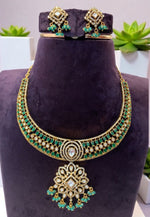 Load image into Gallery viewer, Beautiful victorian polish short necklace with purple stone