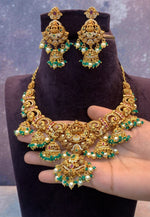 Load image into Gallery viewer, Beautiful nakshi necklace with gold finishing and Laxmi Devi motive