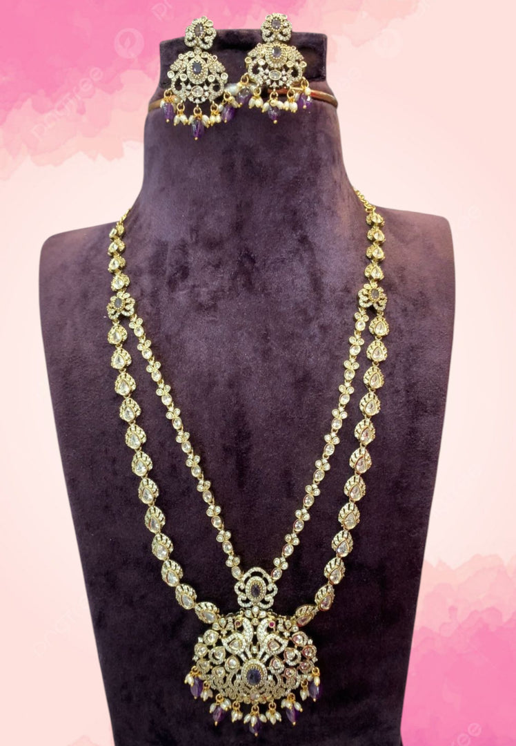 Traditional two steps Victorian polish long haram with purple stone