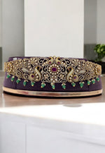 Load image into Gallery viewer, Beautiful mehendi Victorian polish hip belt with green beads and pink stone -perfect for any occasion