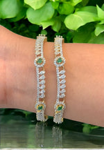 Load image into Gallery viewer, Beautiful Gj polish bangles with green stone -perfect for any occasion