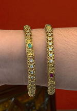 Load image into Gallery viewer, Traditional bangles with green and pink stone