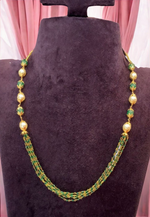 Load image into Gallery viewer, Beautiful pearls mala with green pearls and Golden balls