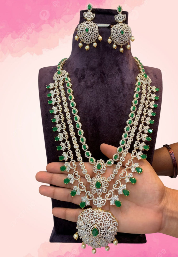 Stunning Gj polish long haram with three layer and green stone