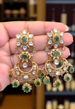 Load image into Gallery viewer, Beautiful green stone chandbali earrings