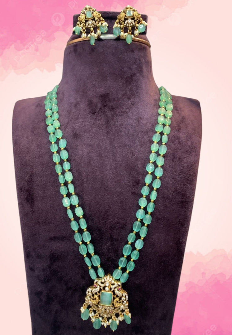 Stunning Beads haram with blue colour beads with pendant