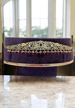 Load image into Gallery viewer, Beautiful Victorian polish hip belt fit up to 42 inches with guttapusalu and ruby stone hangings