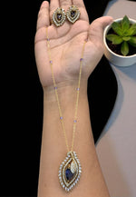 Load image into Gallery viewer, Beautiful chandraharam chain with royal blue stone pendant