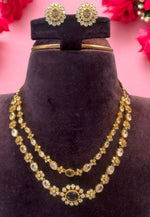 Load image into Gallery viewer, Stunning two layer necklace with white stones and purple colour stones