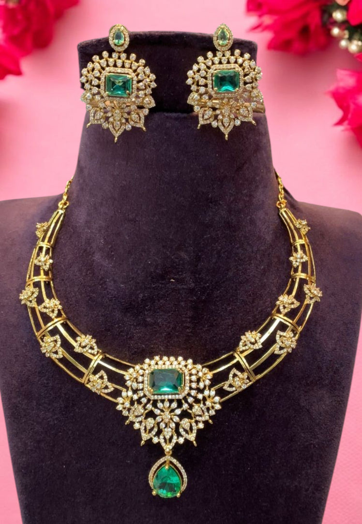 Beautiful kanti necklace with green stone -perfect for any occasion