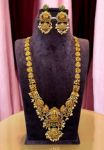 Load image into Gallery viewer, Traditional long 3d haram with guttapusalu hangings