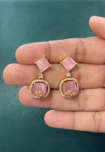 Load image into Gallery viewer, Beautiful zircon earrings with uncut stone