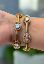 Load image into Gallery viewer, Beautiful uncut stone bangles with white stones
