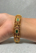 Load image into Gallery viewer, Traditional nakshi bangle with green and pink stone