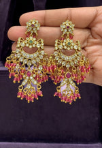 Load image into Gallery viewer, Beautiful earrings with Ruby beads and chandbali design