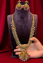 Load image into Gallery viewer, Traditional long haram with green and ruby stone