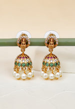 Load image into Gallery viewer, Beautiful jumkhas with green and pink stone