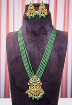 Load image into Gallery viewer, Stunning beads haram with green beads and peacock design pendant