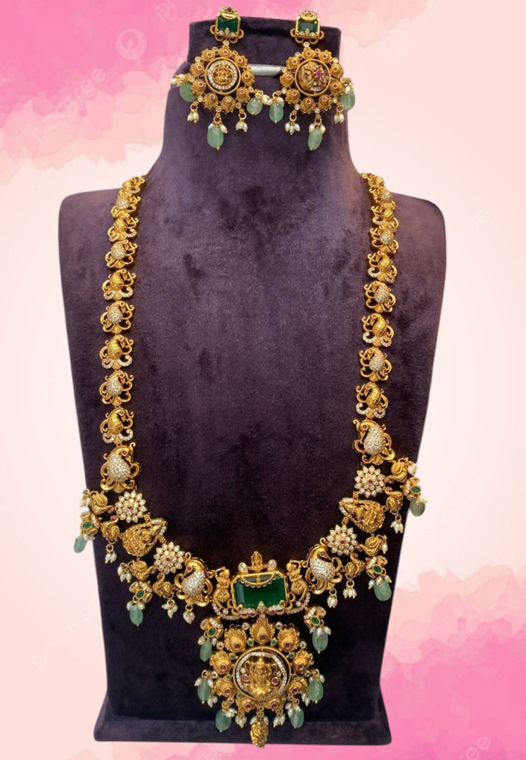 Traditional long haram with guttapusalu and green stone