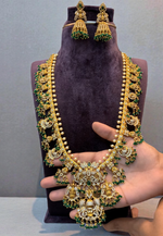 Load image into Gallery viewer, Beautiful long haram with Victorian polish mam green beads