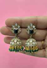 Load image into Gallery viewer, Beautiful short jumkhas with green stone