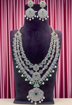 Load image into Gallery viewer, Beautiful gj premium haram three layer with green stone and uncut stone