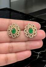 Load image into Gallery viewer, Beautiful studs with green colour stone -perfect for any occasion