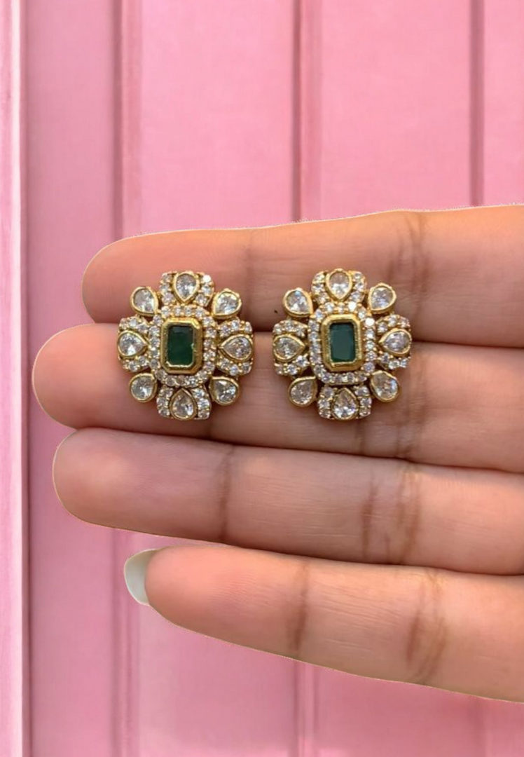 Simple studs with green stone -perfect for any occasion