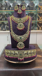 Load and play video in Gallery viewer, Traditional bridal sets with Victorian polish and Ruby stone
