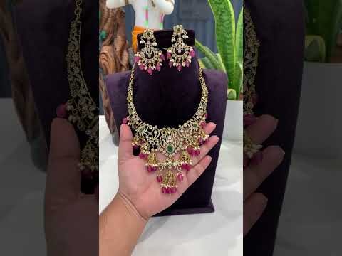Beautiful victorian polish short necklace with ruby stones