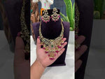 Load and play video in Gallery viewer, Beautiful victorian polish short necklace with ruby stones