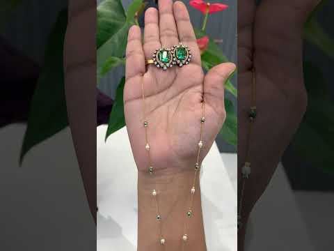 Beautiful chandraharam chain with green stone