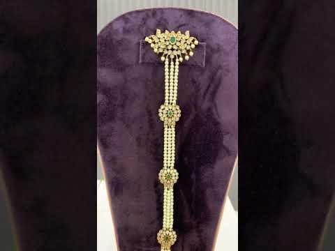 Beautiful hair accessories with pearls and green stone