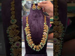 Load and play video in Gallery viewer, Beautiful long haram with green beads and Laxmi Devi motive
